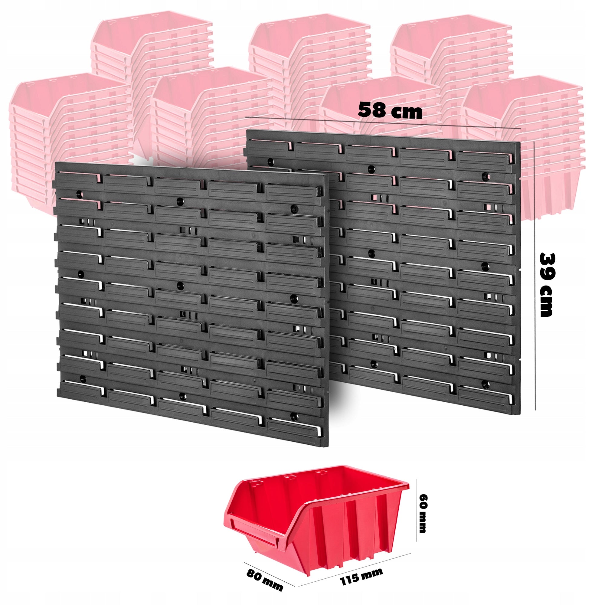 TOOL BOARD WORKSHOP WALL 116x39 cm 70 CUVETTE GARAGE WORKSHOP Color red