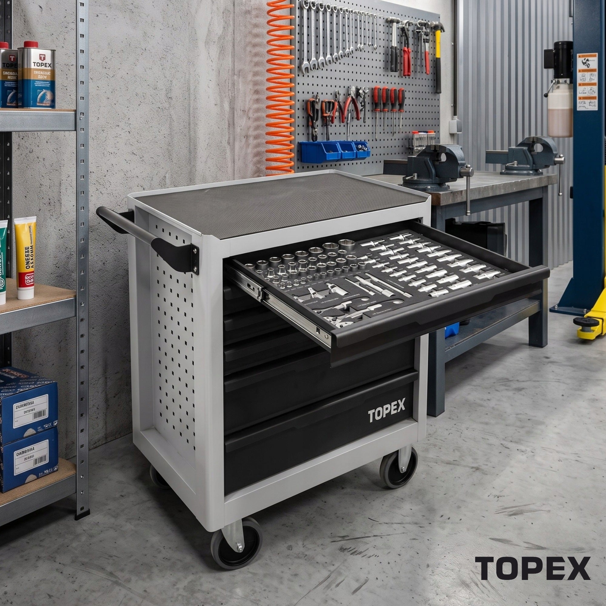 TOOL CABINET WITH EQUIPMENT 259 TOOLS TOPEX WORKSHOP TROLLEY Manufacturer code 79R505