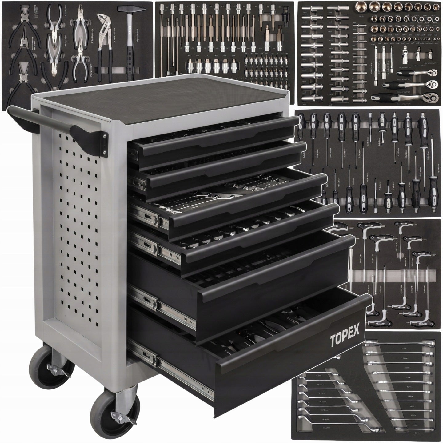 TOOL CABINET WITH EQUIPMENT 259 TOOLS TOPEX WORKSHOP TROLLEY
