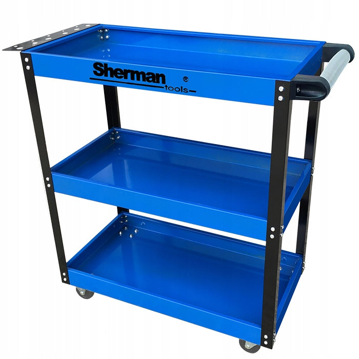 TOOL CART 3 SHELVES Sherman STEEL MOBILE ON WHEELS