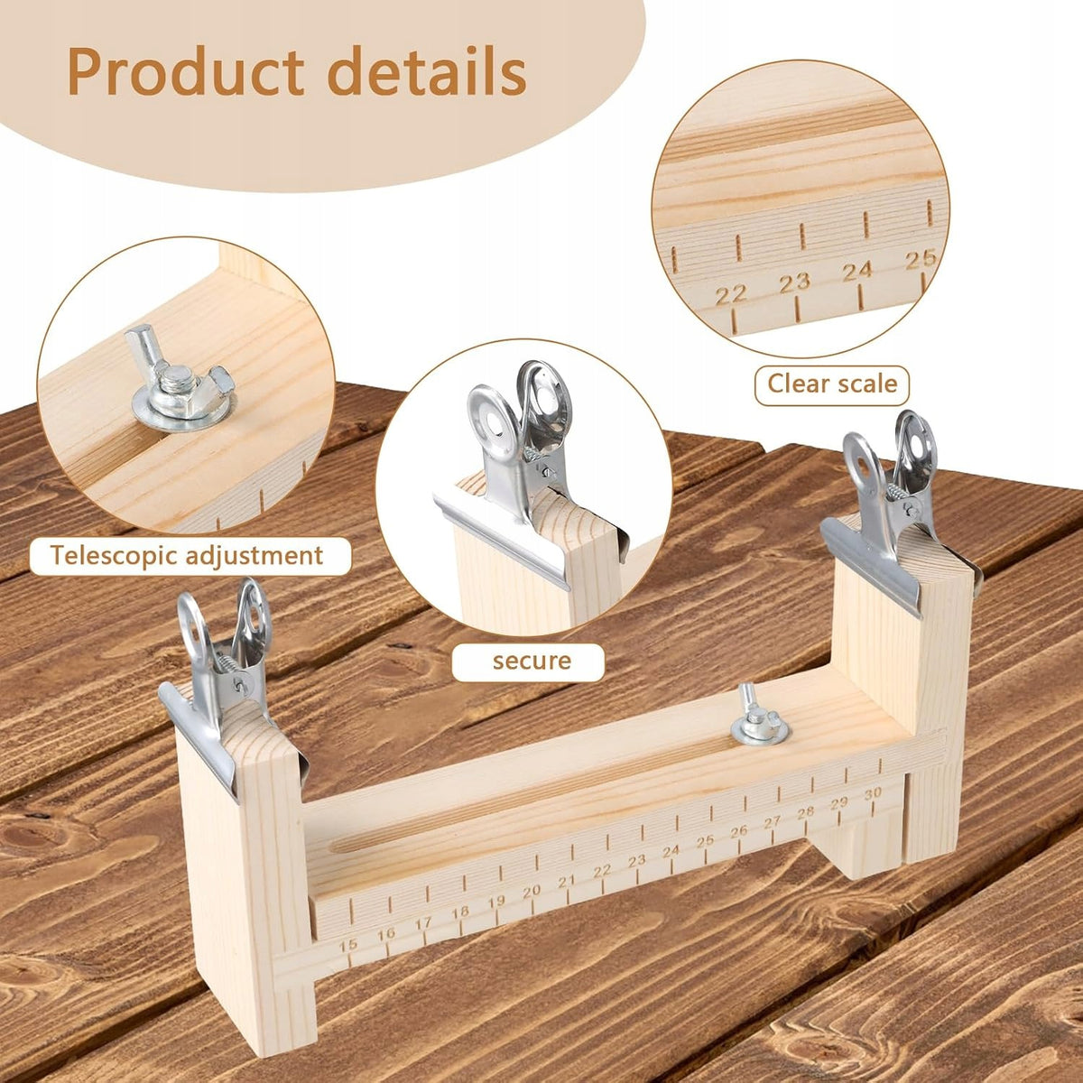 TOOL FOR WEAVING BRACELETS ADJUSTABLE WOODEN SET 22-35CM Manufacturer code 5908182234334