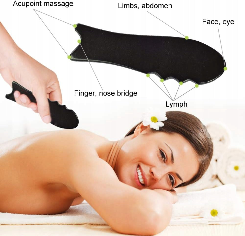 TOOL GUA SHA ROG BUFFALO NATURAL FACIAL MASSAGE BODY FISH Kind stone