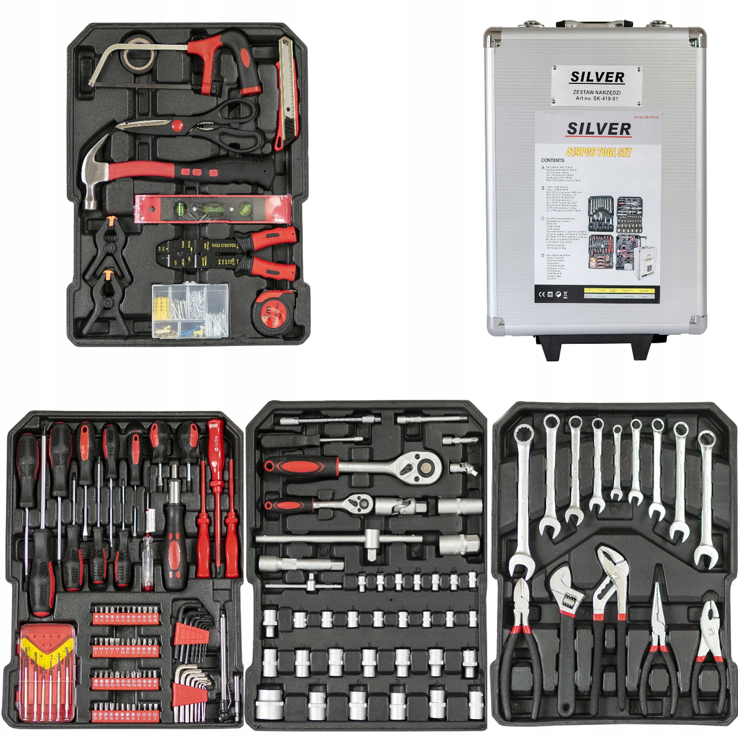 TOOL SET 419 EL TRANSPORT CASE WHEELS KEYS FLAT CAPS