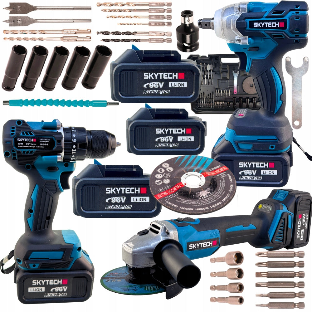 TOOL SET AKKU IMPACT WRENCH GRINDER SCREWDRIVER 3XBATTERY 21V 5AH