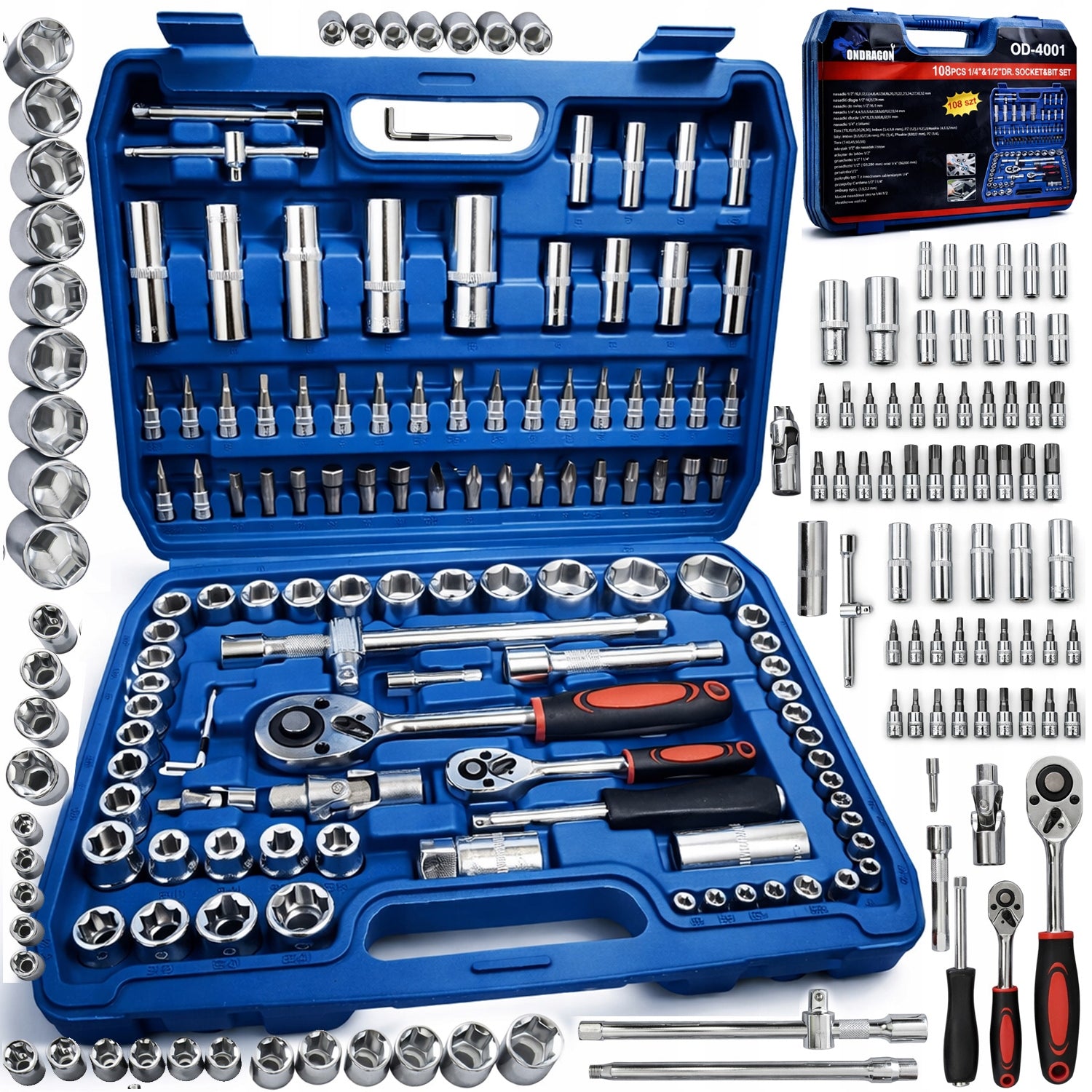 TOOL SET OF SOCKET WRENCHES TORX SOCKET WRENCHES 108EL CAPS
