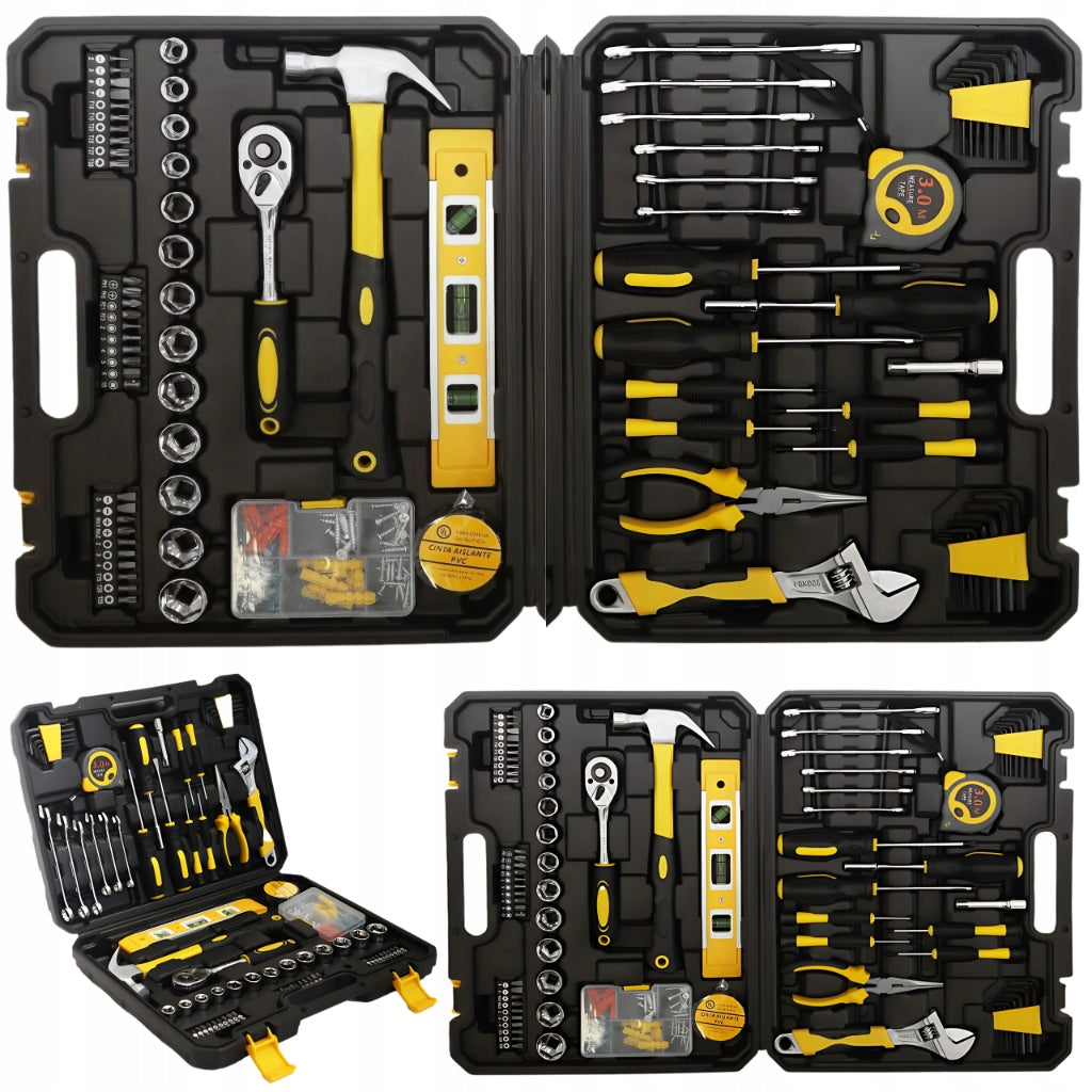 TOOL SET TOOL CASE WRENCHES SCREWDRIVERS BITS 140 ELEMENTS