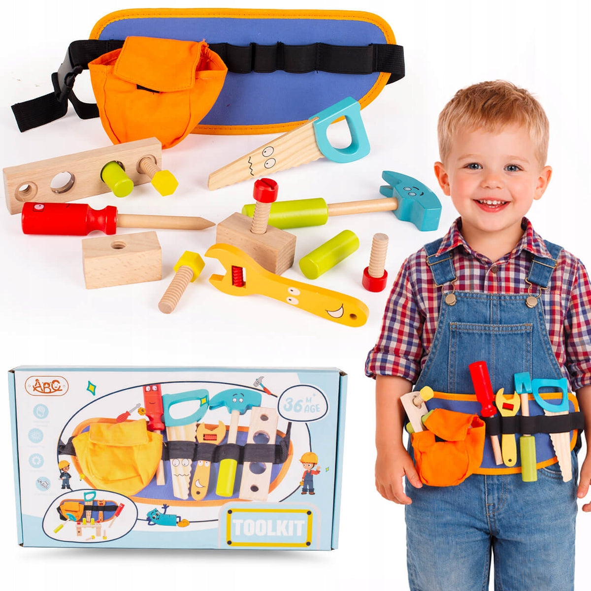 TOOL SET WOODEN BELT DIY MONTESSORI SMALL MOTOR SKILLS