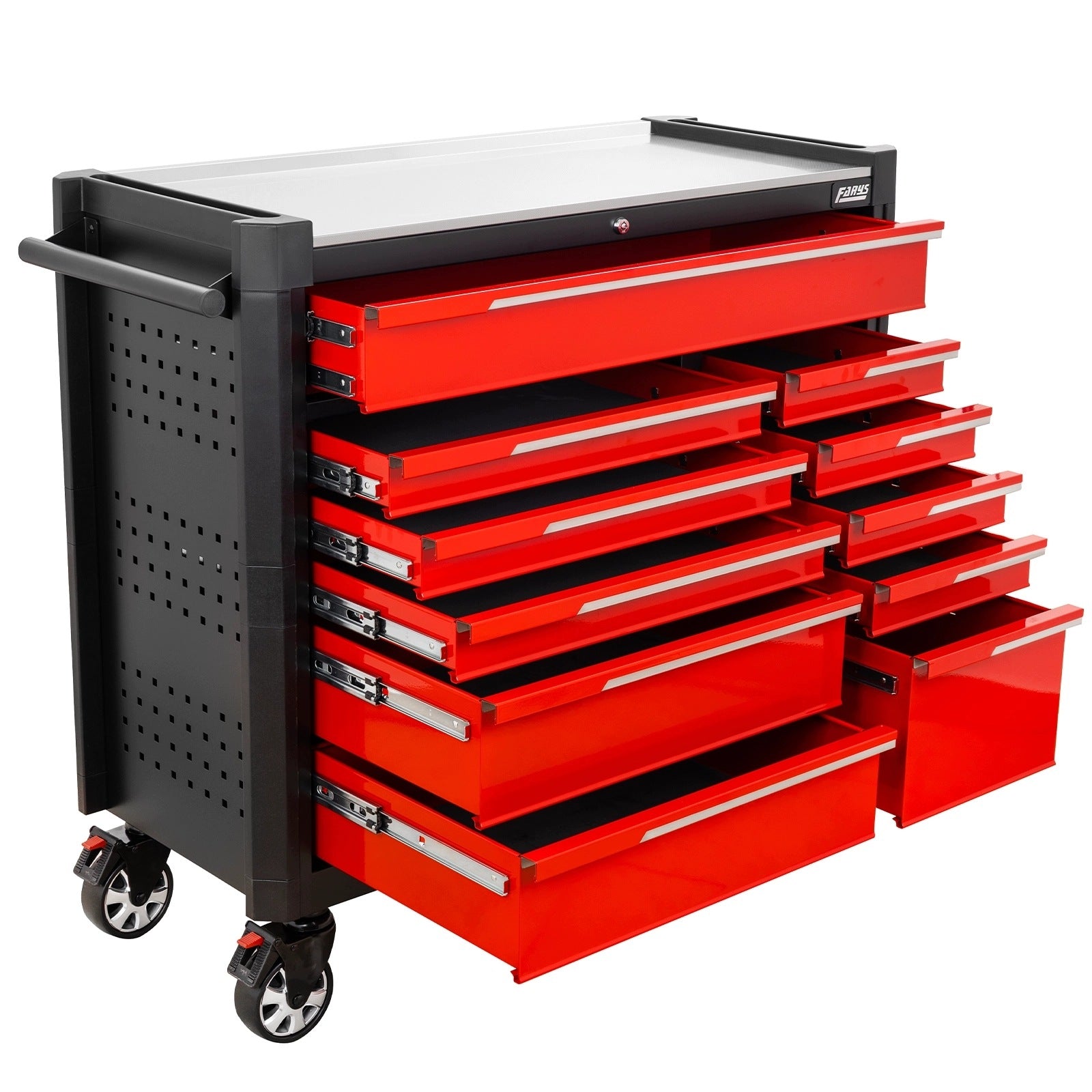 TOOL TROLLEY WORKSHOP CABINET ON WHEELS MOBILE 11 DRAWERS BRAKE