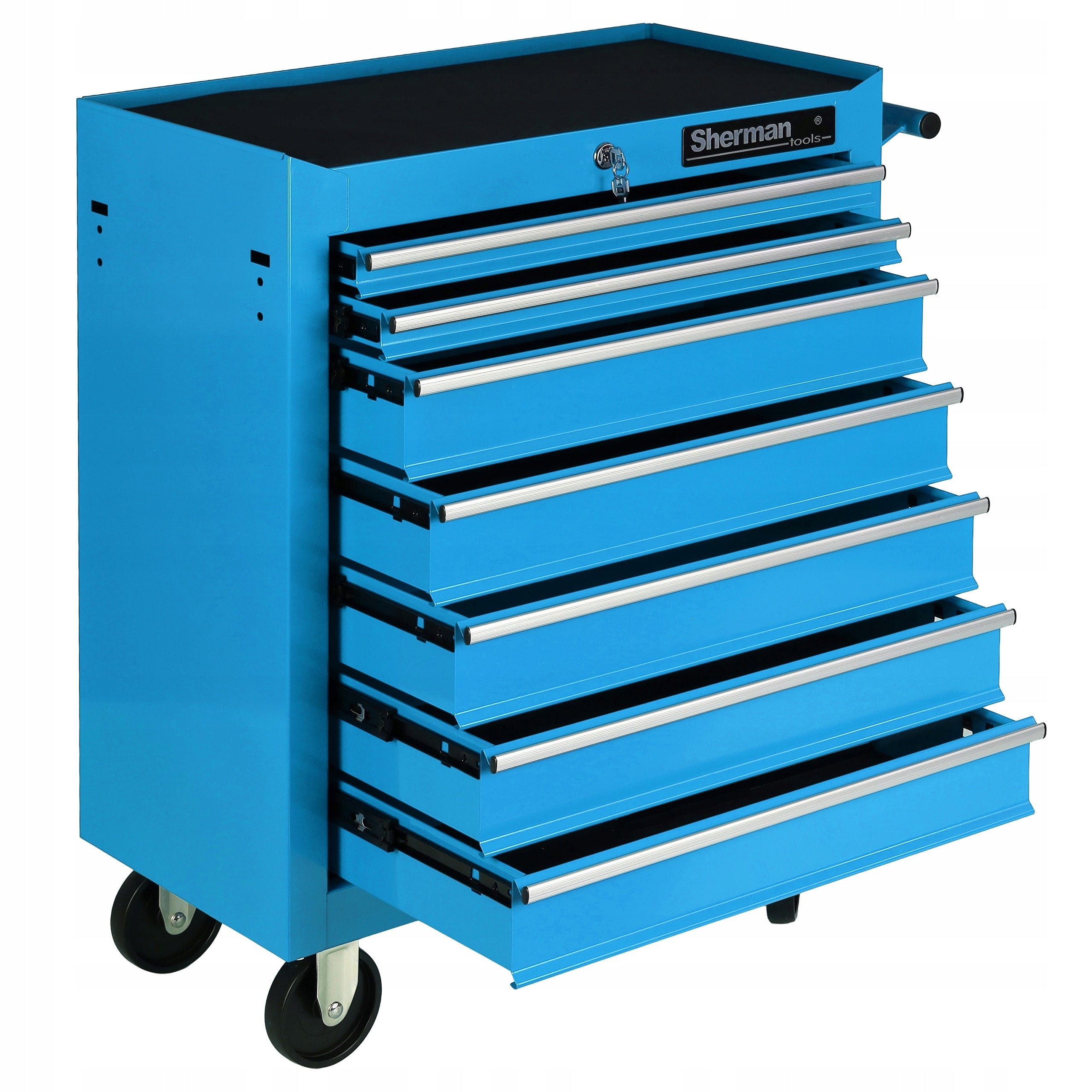 TOOL TROLLEY WORKSHOP CABINET on wheels Sherman 7 DRAWERS blue Brand Sherman
