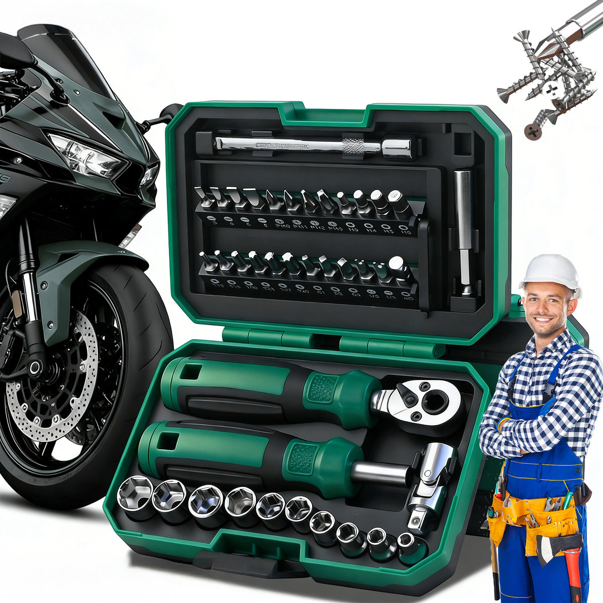 TOOL WRENCH SET 40 PCS GARAGE RATCHET CAR CAP