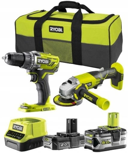TOOLKIT AKUM. R18DDAG-252S 18V 1*2.0AH 1*5.0AH ONE+ RYOBI