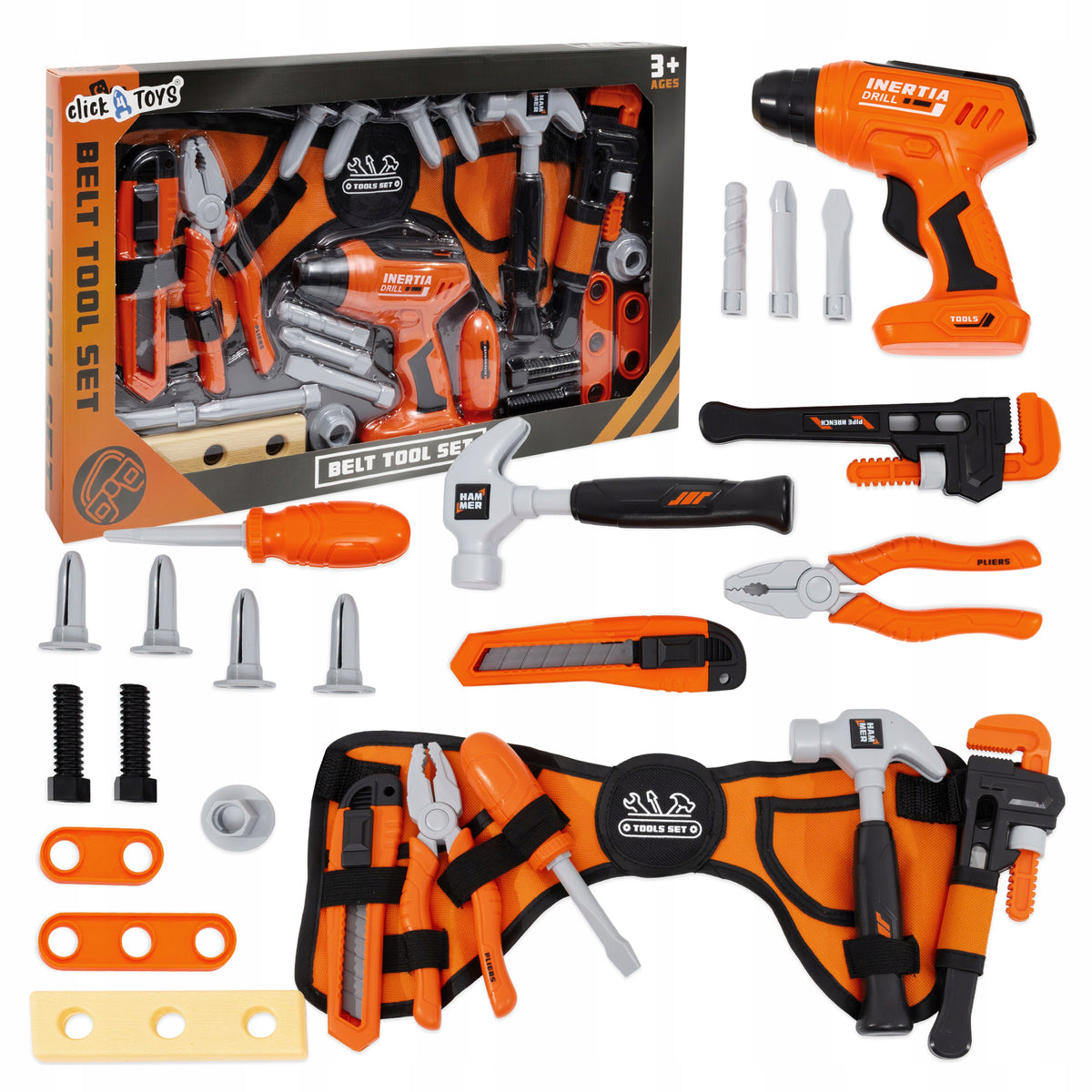 TOOLS FOR CHILDREN DIY BELT SCREWDRIVER SET HAMMER SCOOP 22EL