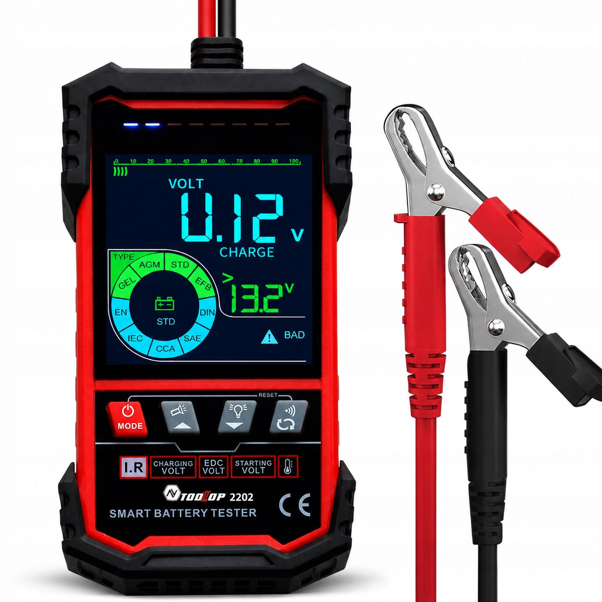 TOOLTOP Car Battery Tester 12V 24V ET2202