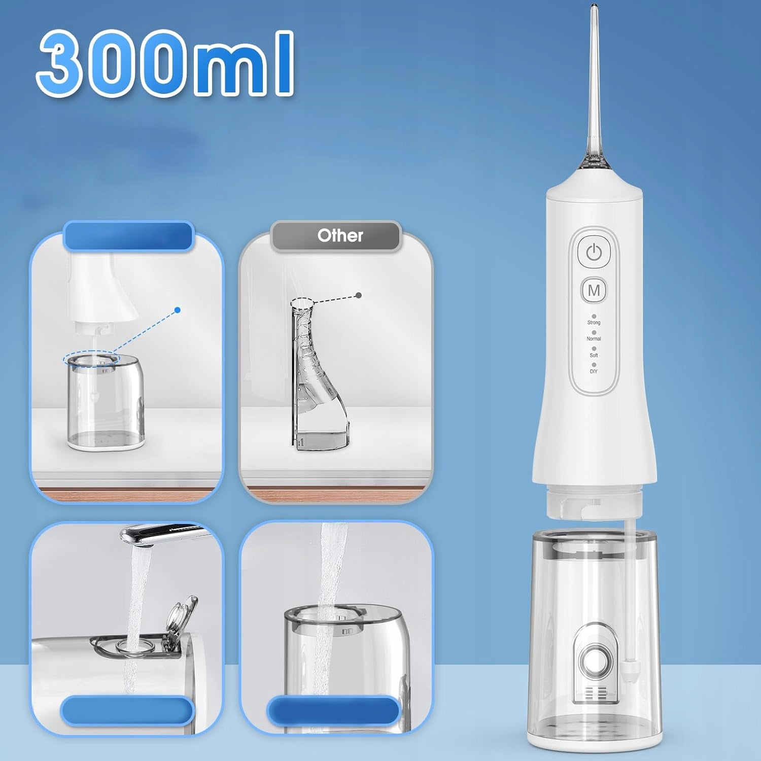TOOTHBRUSH WIRELESS DENTAL STRONG 6NOZZLE BLACK IPX7 300ML Model XM-L11