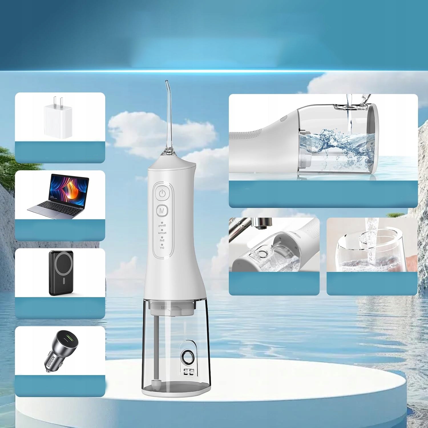 TOOTHBRUSH WIRELESS DENTAL STRONG 6NOZZLE BLACK IPX7 300ML Tank capacity 300 ml