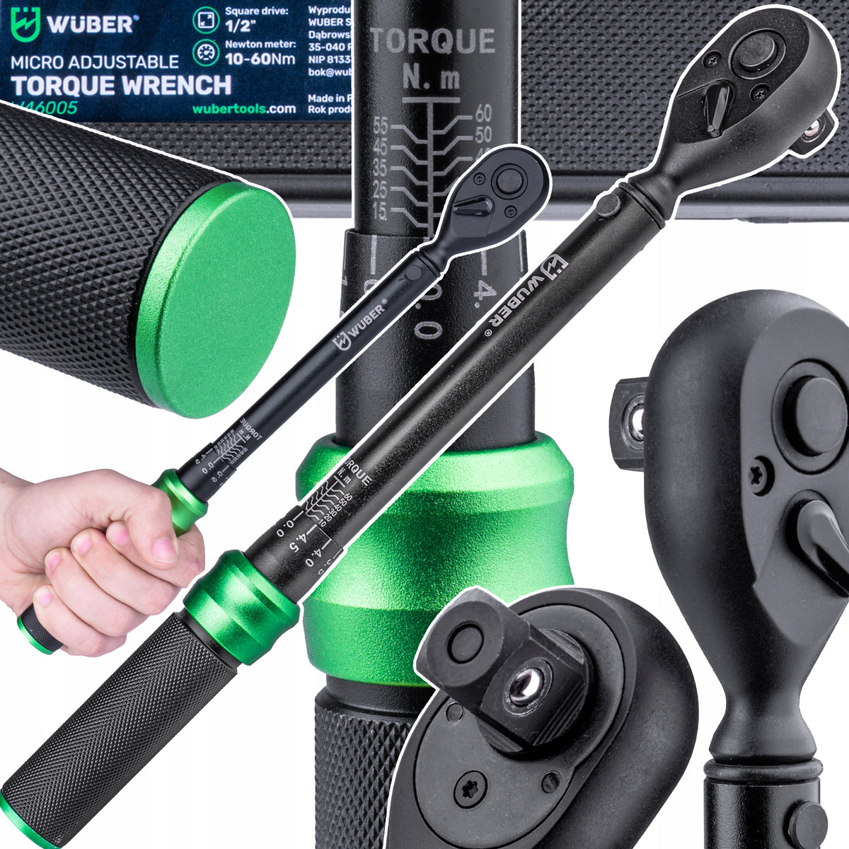 TORQUE WRENCH 1/2"WITH LOCK 10-60NM COMPLIANCE WITH ISO 6789 CRV CASE