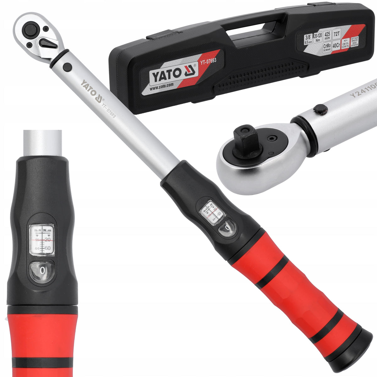 TORQUE WRENCH 3/8" 20-120Nm 425mm WITH SETTING WINDOW YATO