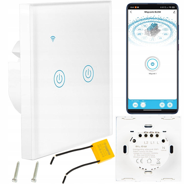 TOUCH LIGHT SWITCH DUAL CHANNEL GLASS LED WHITE Tuya WiFi SMART LED Packaging status original