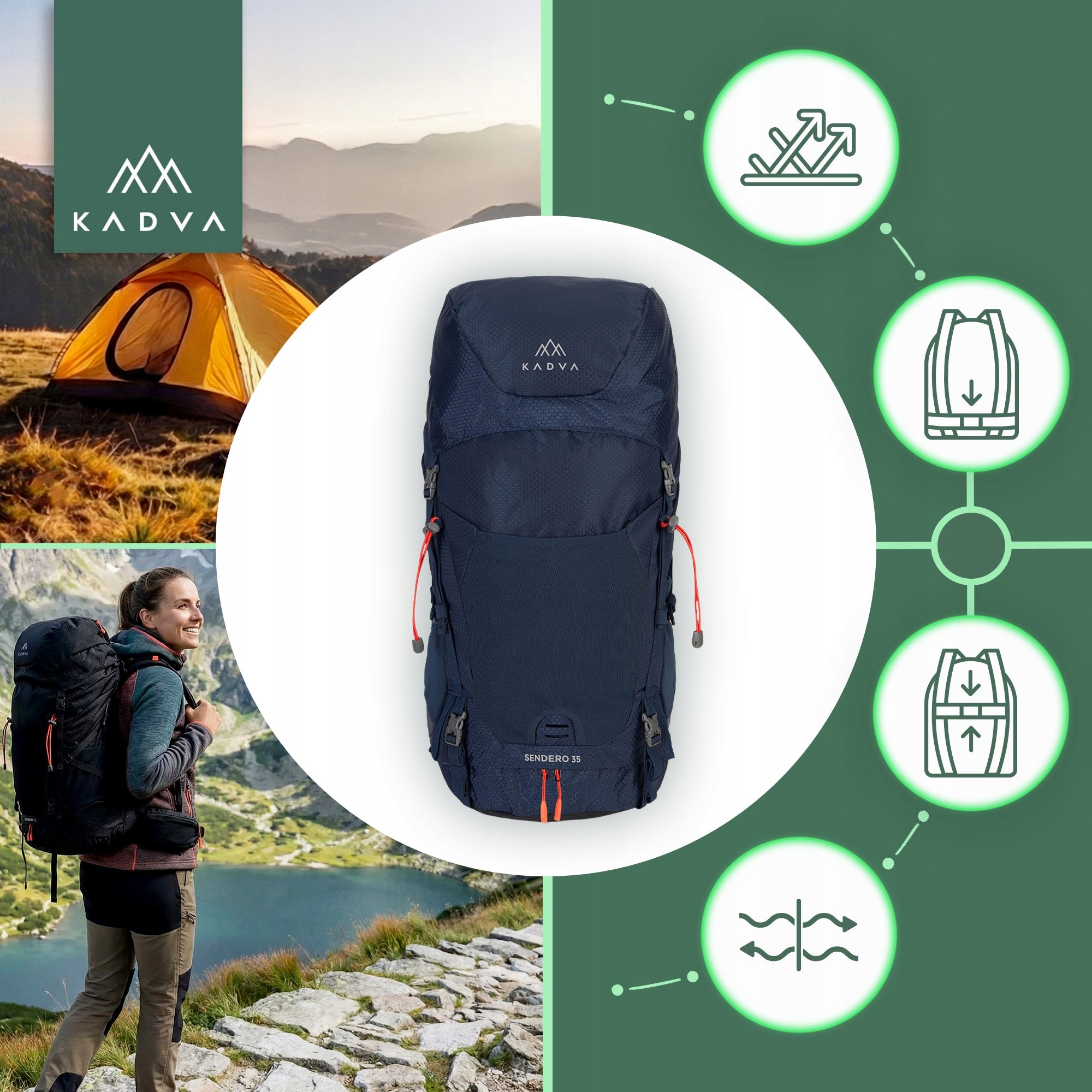 TOURIST BACKPACK KADVA SANDERO 35l BLUE MOUNTAIN TREKKING COVER Manufacturer code FX-KDV-B4C003-SB
