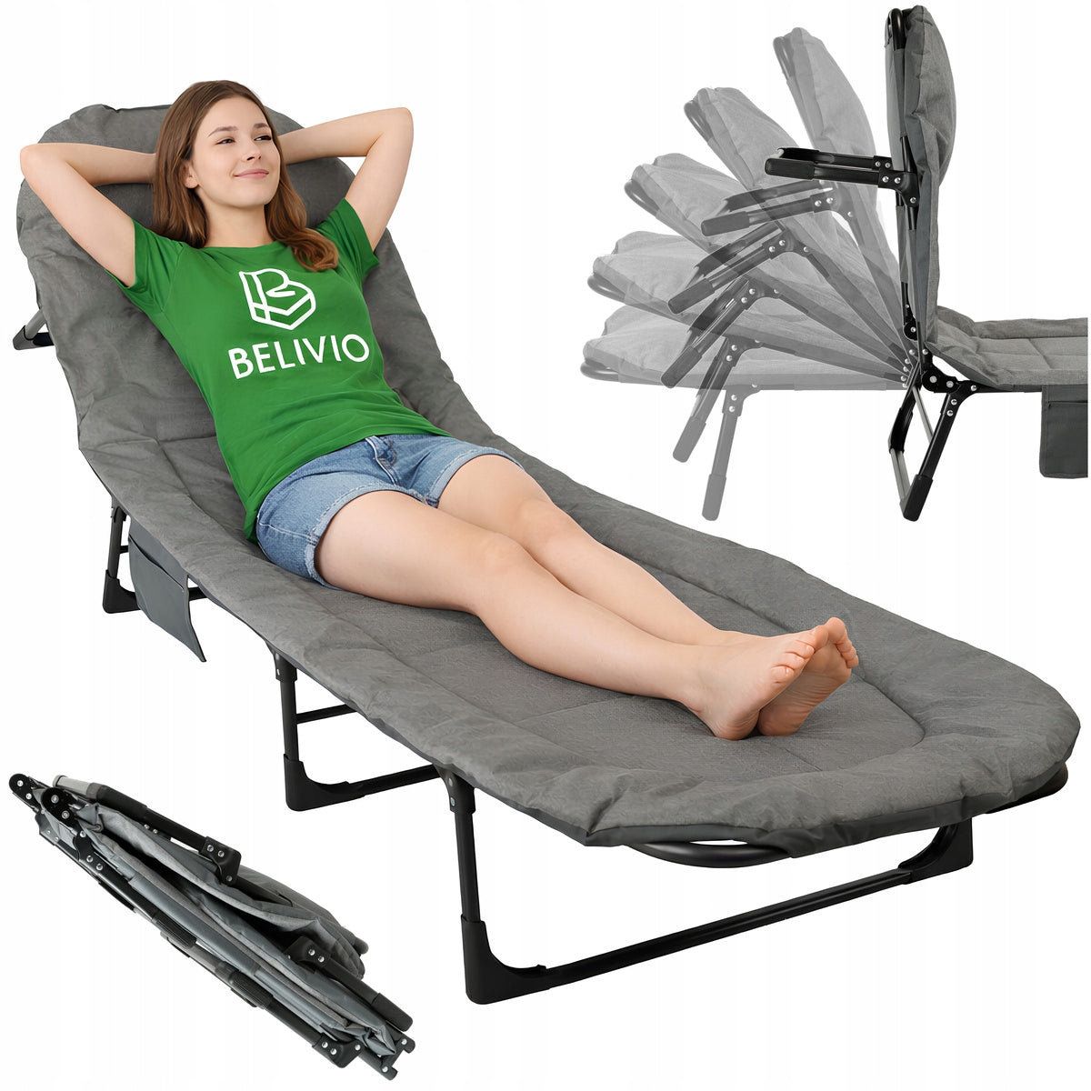 TOURIST BED FOLDING FIELD CANADIAN STABLE STRONG 150 KG SUN LOUNGER Packaging status original