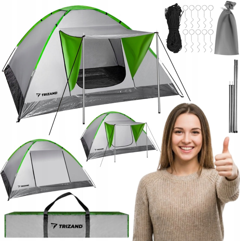 TOURIST CAMPING TENT 4 PERSONS FAMILY LARGE XXL CANOPY TRIZAND