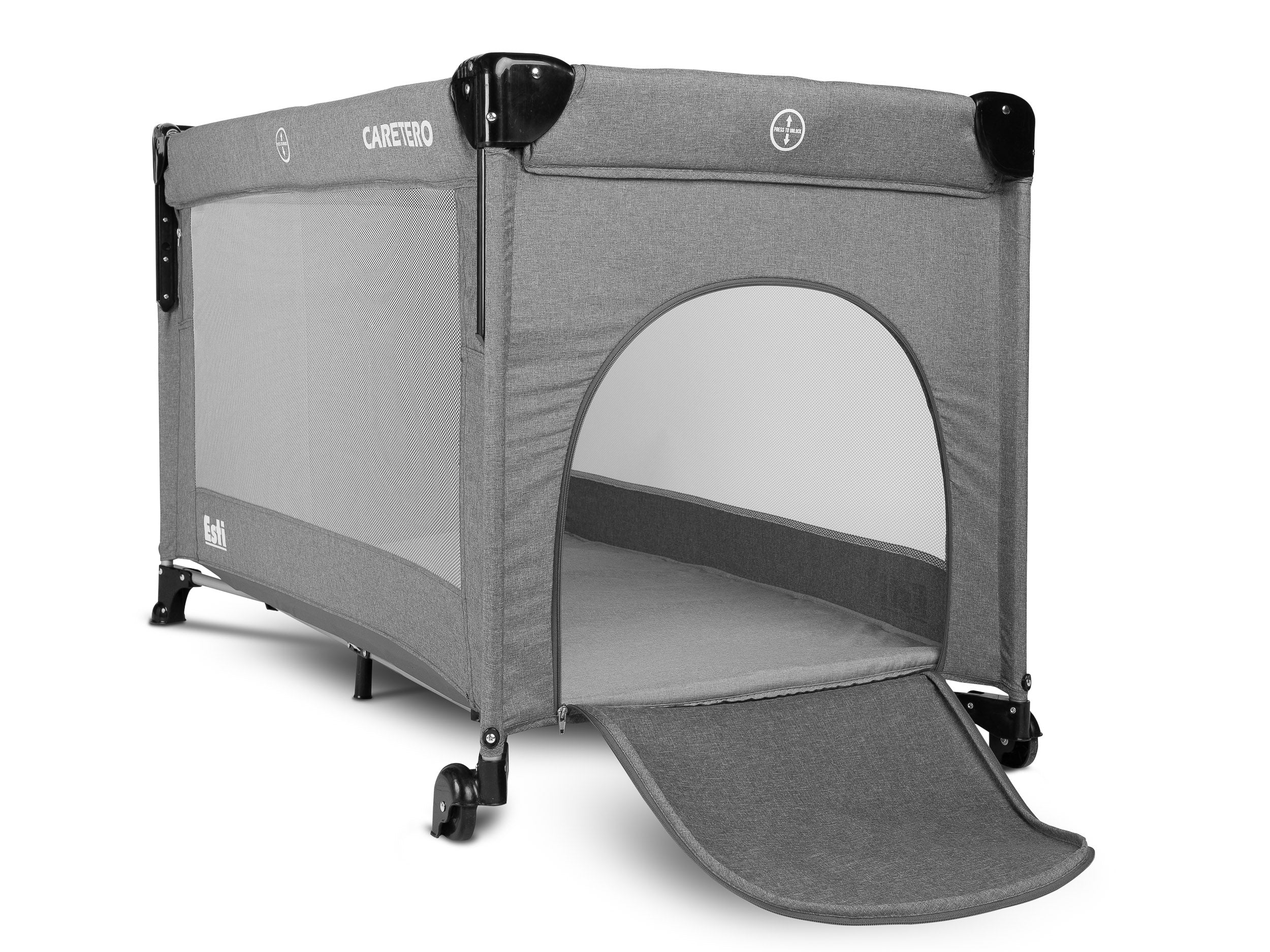 TOURIST COT 3in1 ESTI WITH LOWERED SIDE GRAPHITE Two-level Brand Caretero