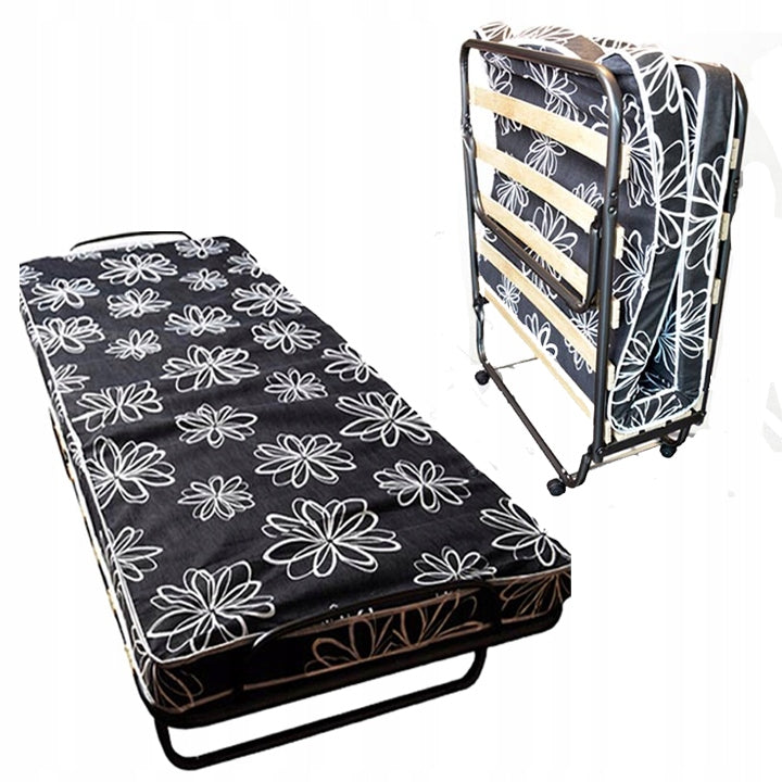 TOURIST FOLDING BED STRONG FIELD WITH MATTRESS 80X190CM 120KG PORTABLE Color multicolor