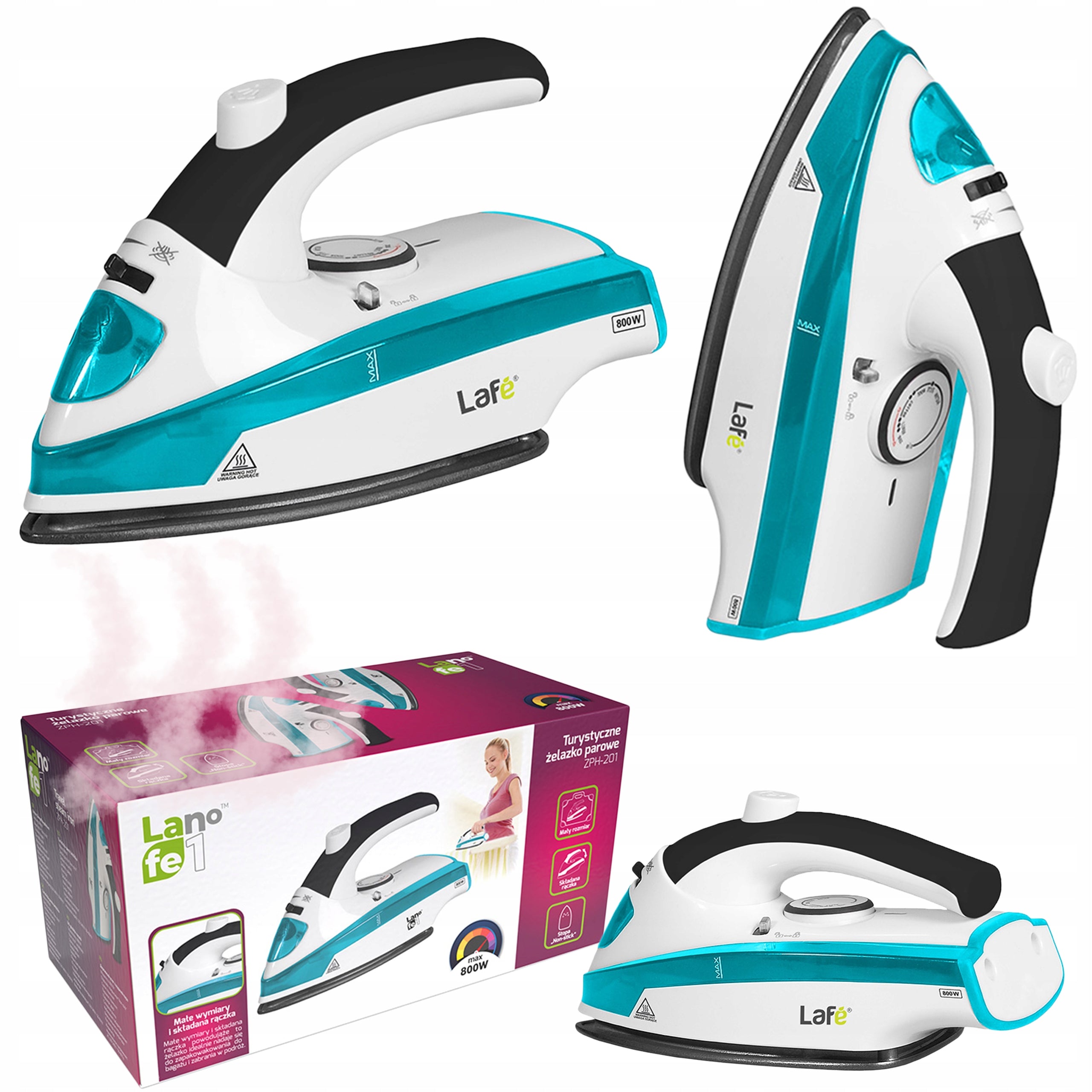 TOURIST IRON SMALL STEAM NON-STICK FOLDING TRAVEL ADJUSTMENT °C