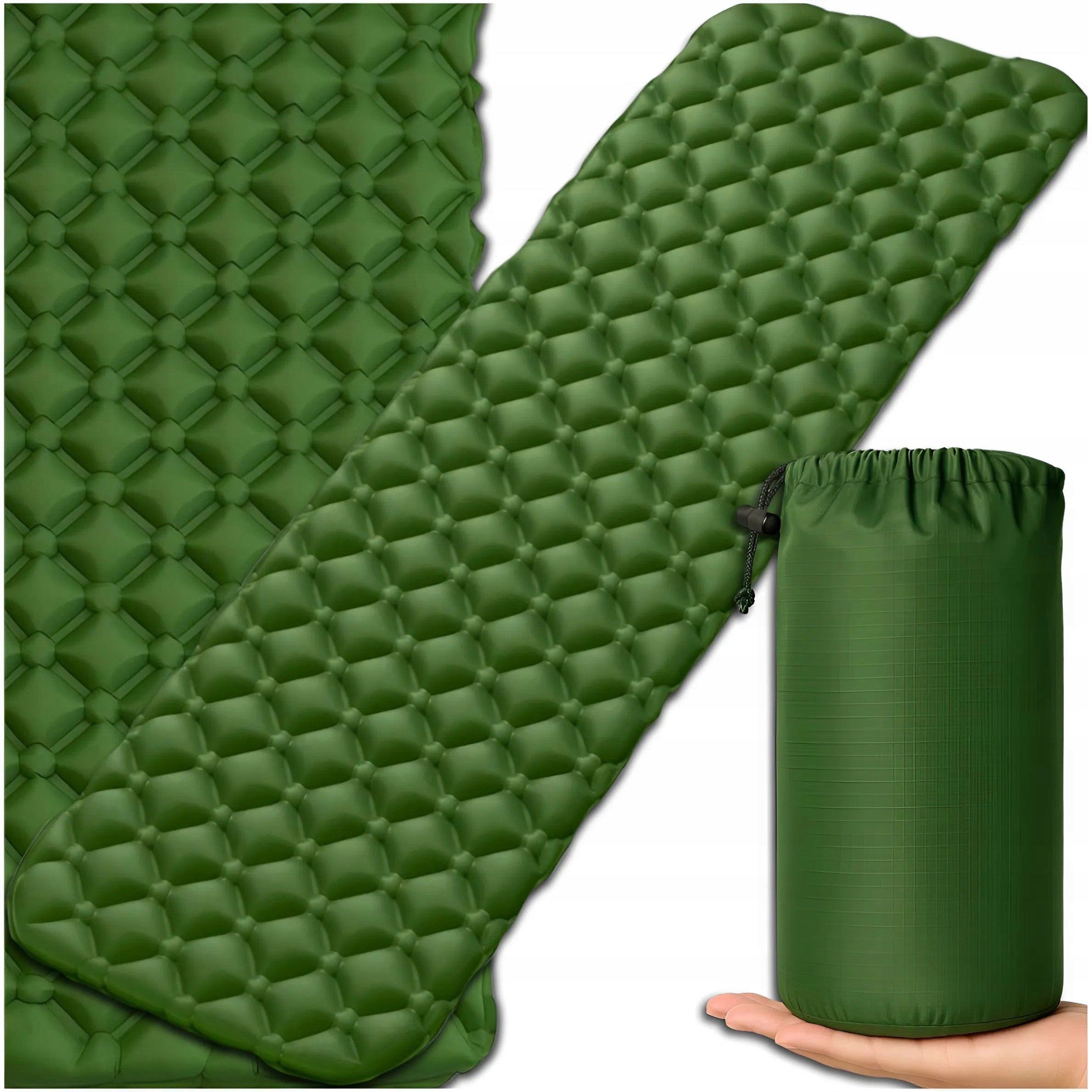 TOURIST MAT INFLATABLE MATTRESS FOR SLEEPING GREEN 195x60CM