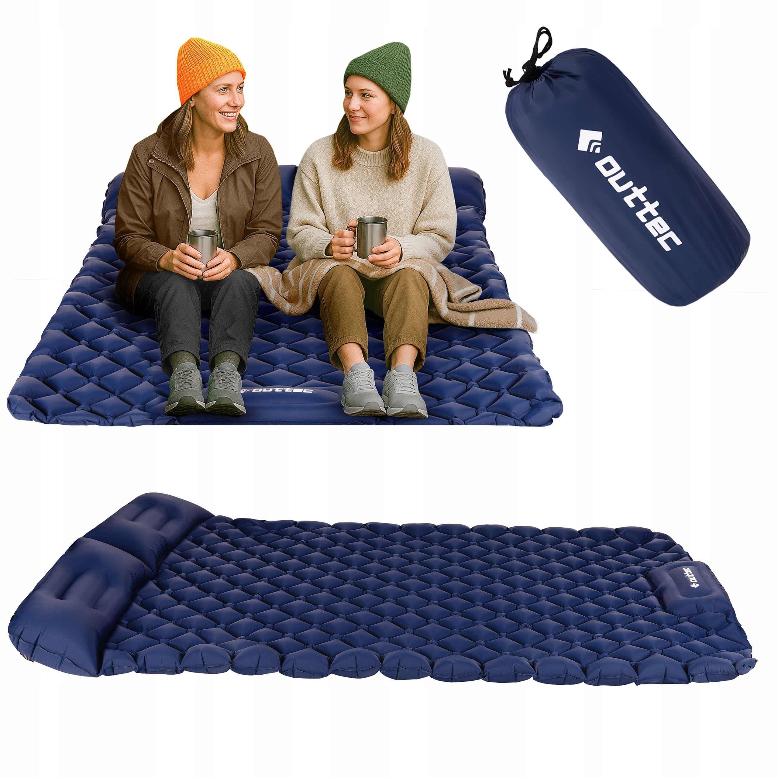 TOURIST MAT INFLATABLE TWO-PERSON LIGHT 205X120 NYLON OUTTEC