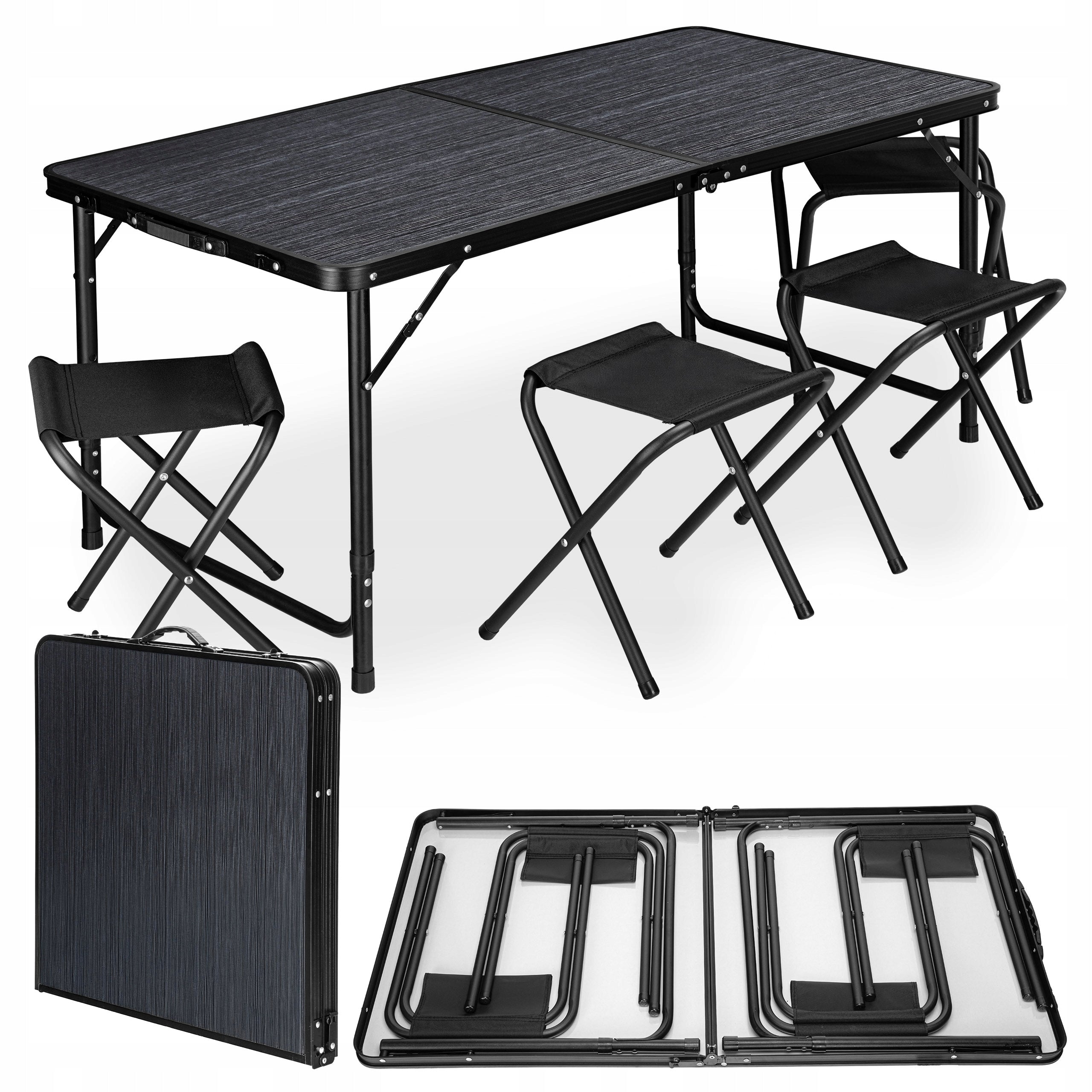 TOURIST SET TABLE 4 CAMPING CHAIRS FOLDING IN SUITCASE 5in1