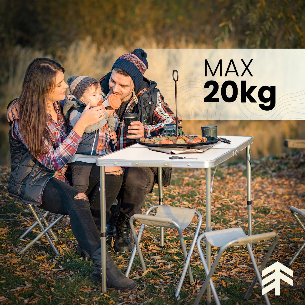 TOURIST TABLE 120CM FOLDING TABLE 4 CHAIRS CAMPING SET SUITCASE Packaging status original