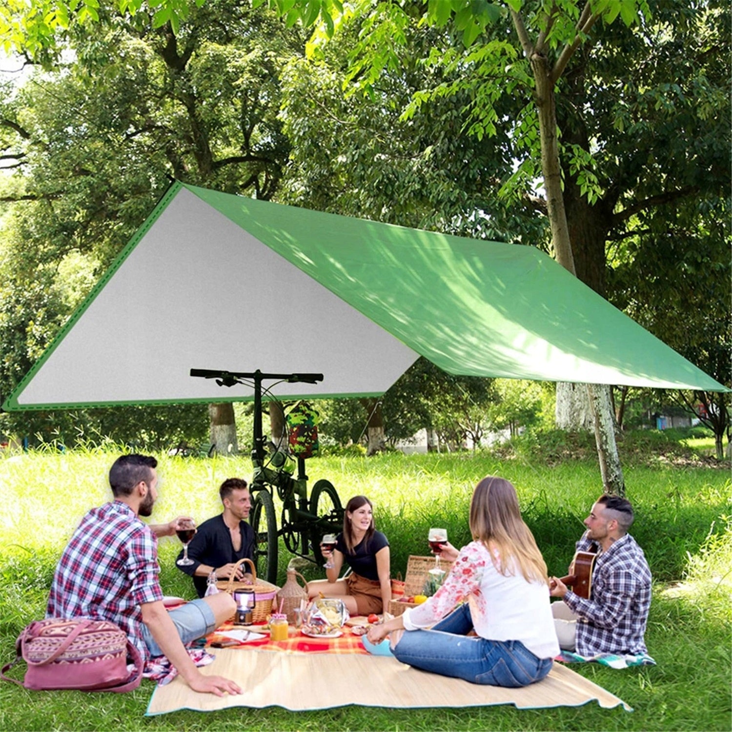 TOURIST TARP CAMPING SHEET PORTABLE UV 3X3M RAIN TENT Brand ASMAT