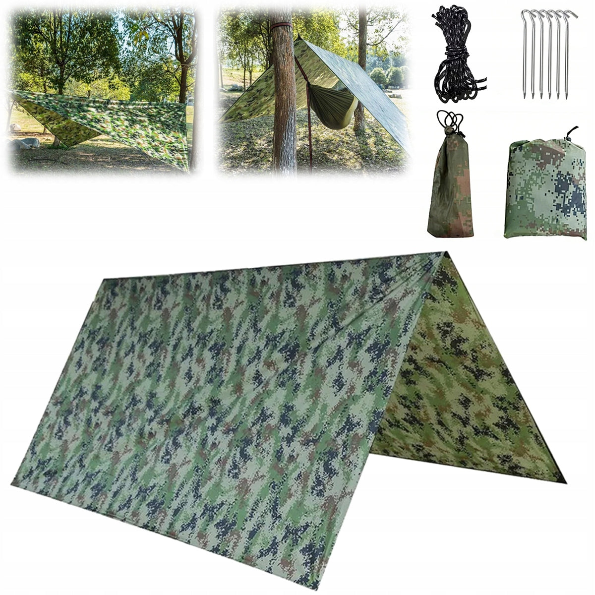 TOURIST TARP SUN CAMPING SHEET LIGHTWEIGHT WATERPROOF 3X3M
