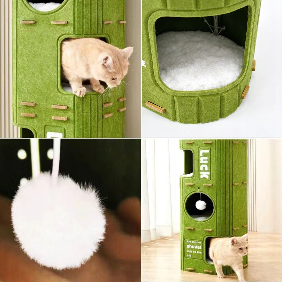 TOWER CAT BED WITH SCRATCHING POST LARGE COTTAGE 90X34X34CM SOFT 4 LEVEL Product width 34.5 cm