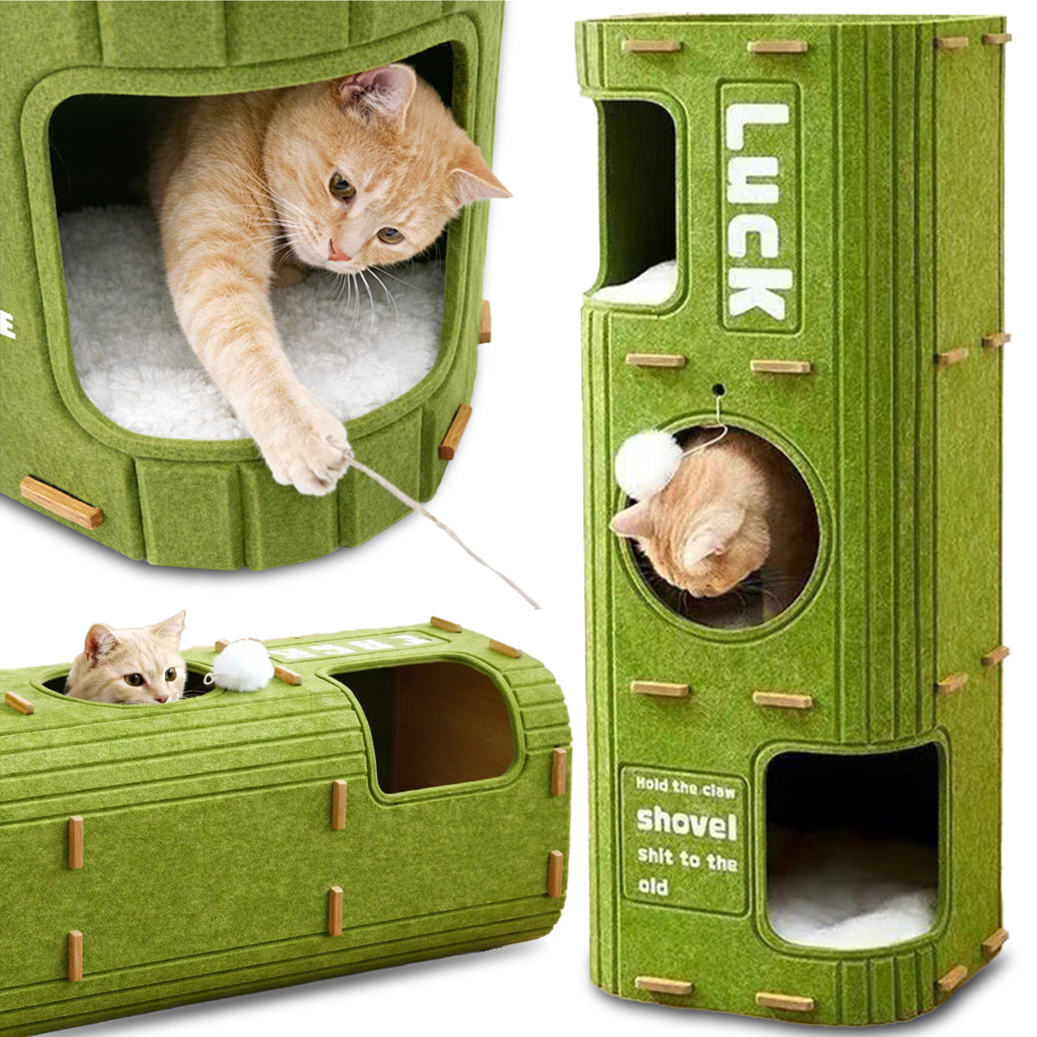 TOWER CAT BED WITH SCRATCHING POST LARGE COTTAGE 90X34X34CM SOFT 4 LEVEL