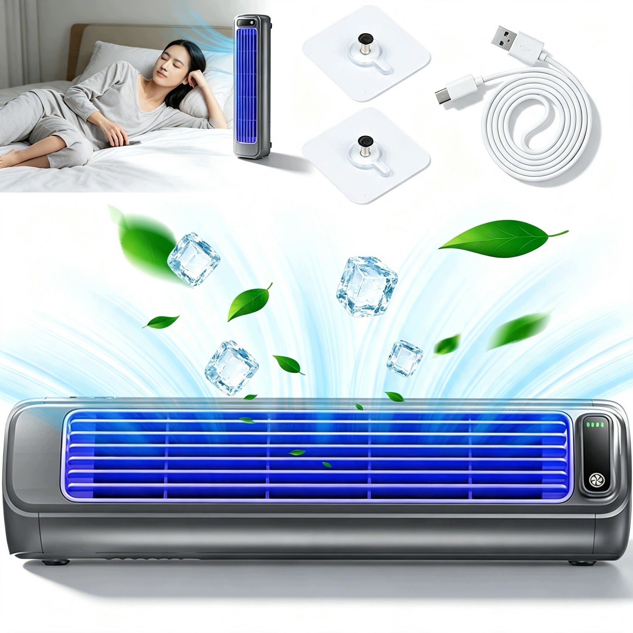 TOWER FAN PORTABLE DESK AIR CONDITIONER VERTICAL COOLING 3SPEEDS