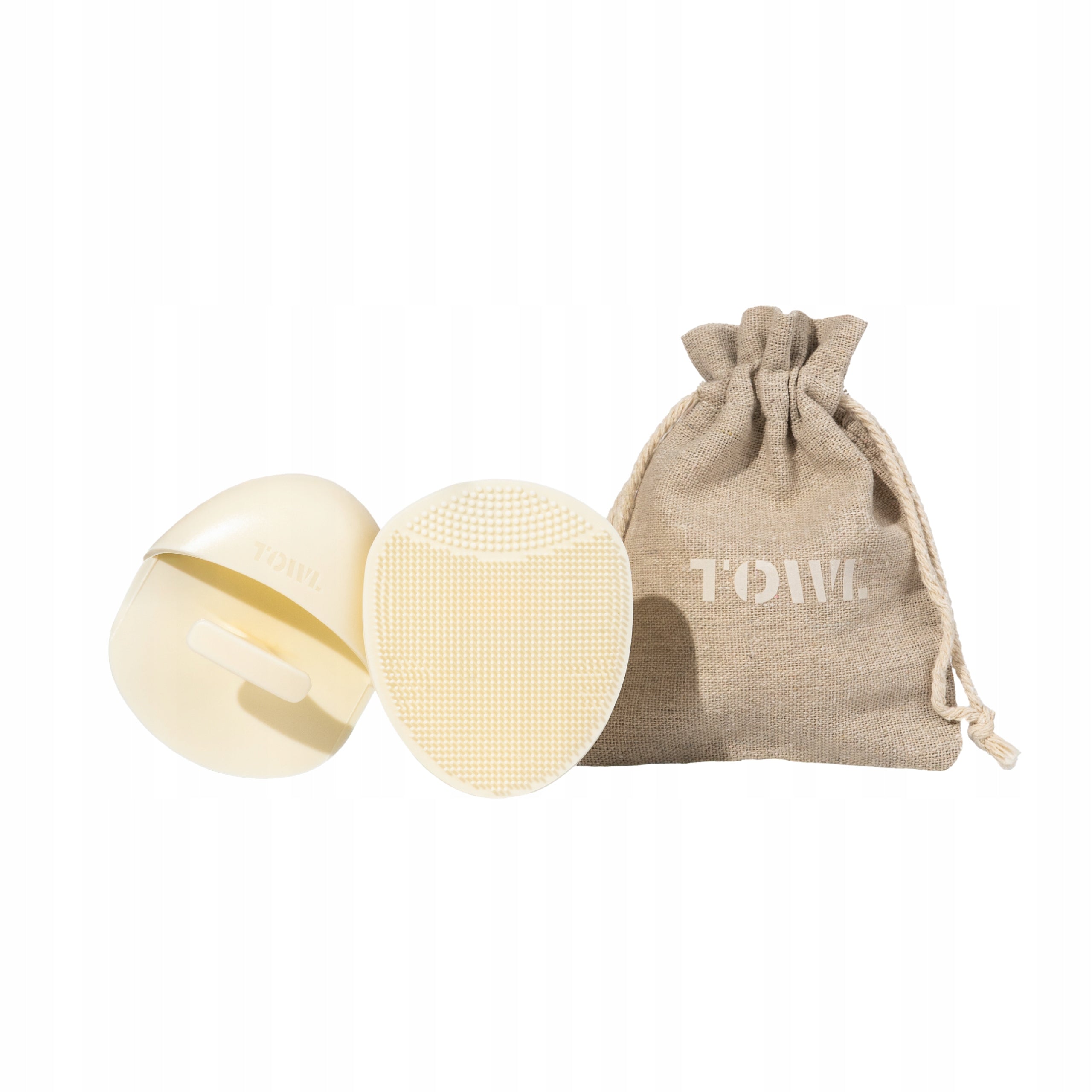 TOWL Pristine Washcloth Face Brush Silicone + Linen Pouch