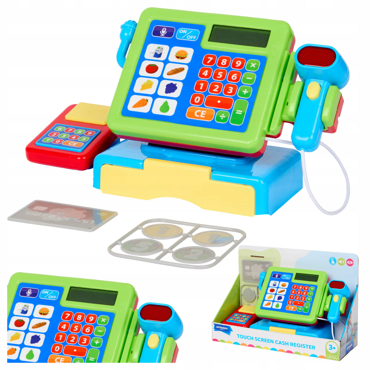 TOY CASH REGISTER SHOP INTERACTIVE TOUCH FOR CHILDREN SCANNER MONEY