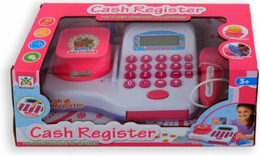 TOY CASH REGISTER WITH COIN BANKNOTE SCANNER PAYMENT CARD