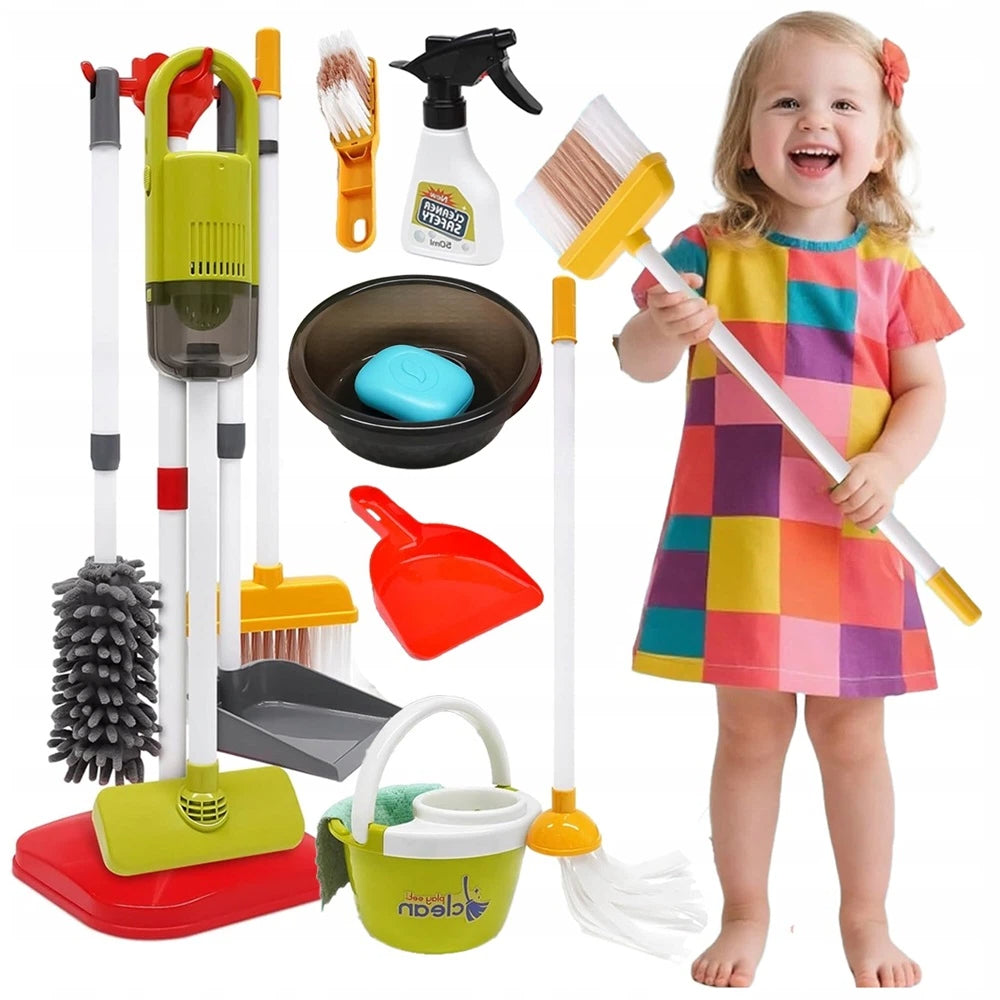 TOY CLEANING KIT 22 PIECES FOR KIDS VACUUM CLEANER BROOM MOP Packaging status original