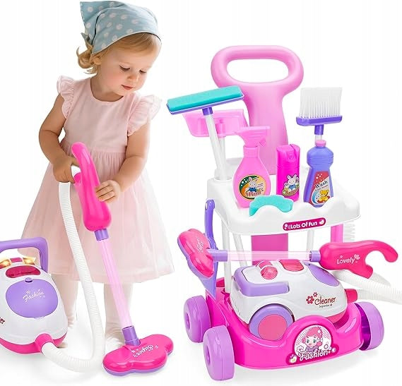 TOY CLEANING KIT FOR CHILDREN STROLLER VACUUM CLEANER SOUNDS OF LIGHT Kid's age 3＋ years