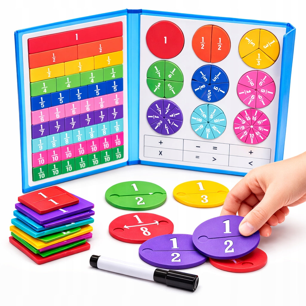 TOY FOR LEARNING MATHEMATICS FRACTIONS OF BOARDS MAGNETIC EDUCATIONAL MONTESSORI Kid's age 6＋ years