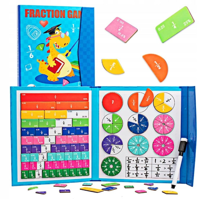 TOY FOR LEARNING MATHEMATICS FRACTIONS OF BOARDS MAGNETIC EDUCATIONAL MONTESSORI