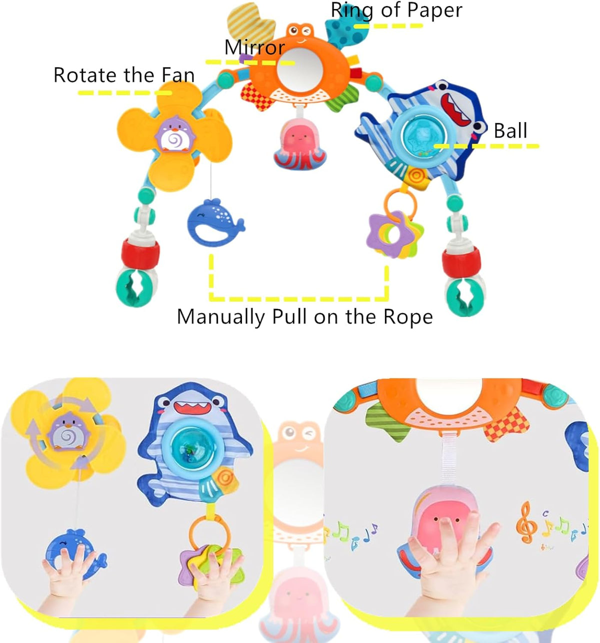 TOY FOR STROLLER SEAT CHAIRS SENSORY PENDANTS RATTLES HE0305 Brand Stator