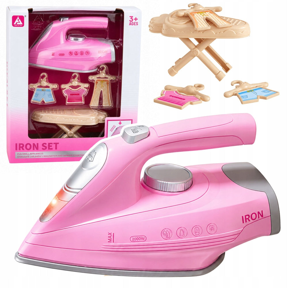 TOY IRONING SET - IRON, BOARD -LIGHTS, SOUNDS, VIBRATIONS Packaging status original