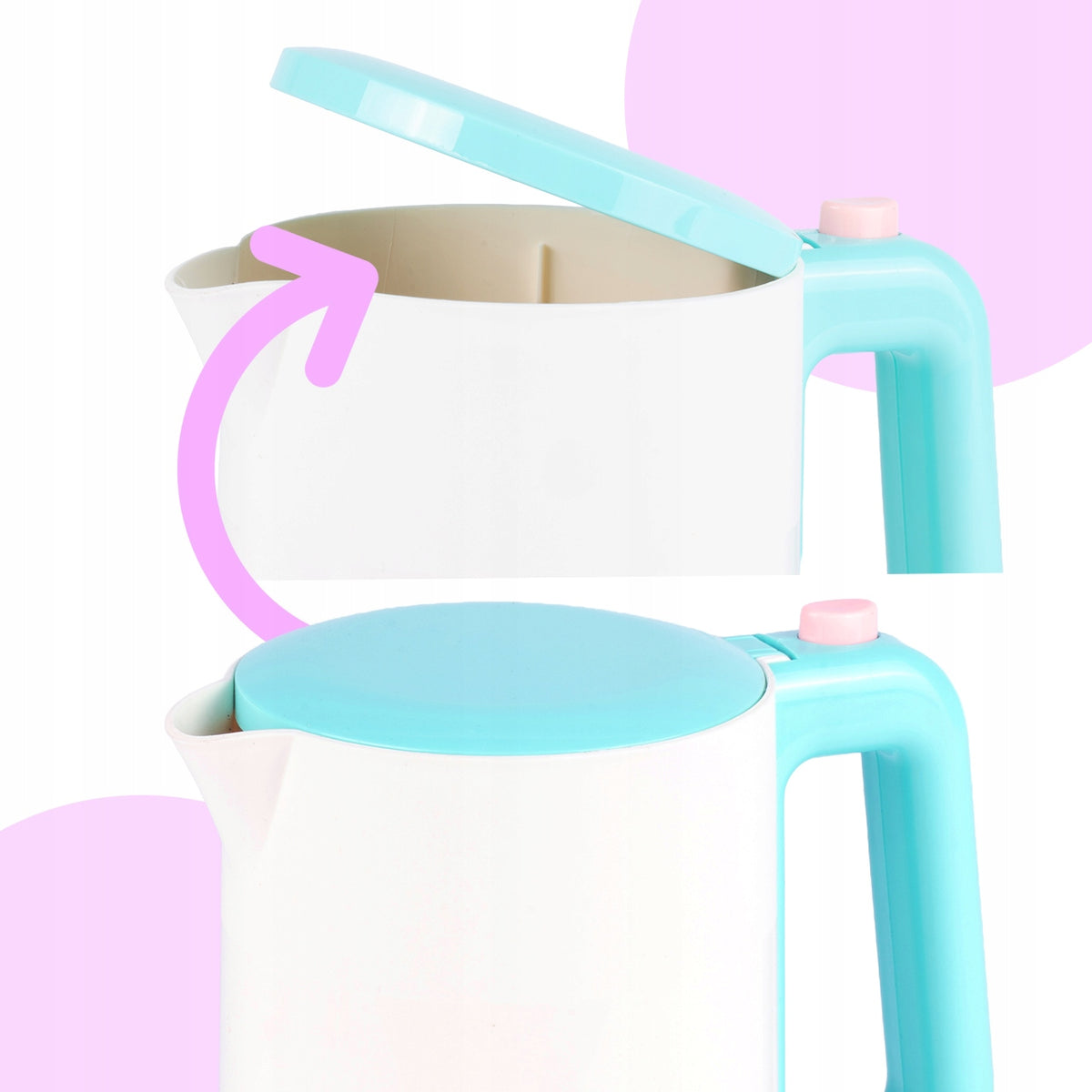 TOY KETTLE FOR CHILDREN'S KITCHEN 3+ LIGHT SOUND OPENING LID Packaging status original