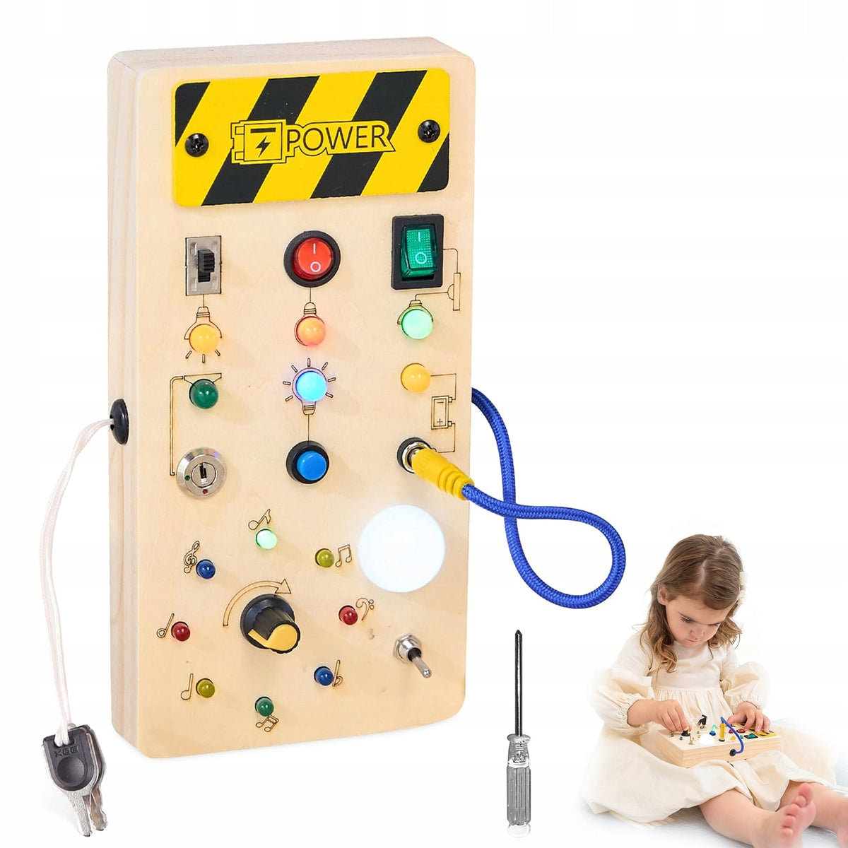 TOY MANIPULATION SENSORY BOARD LED EDUCATION WOODEN MONTESSORI