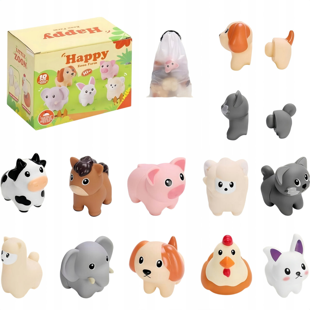 TOY MONTESSORI MOTOR COLOR SORTING STACKING ANIMALS FUDGE