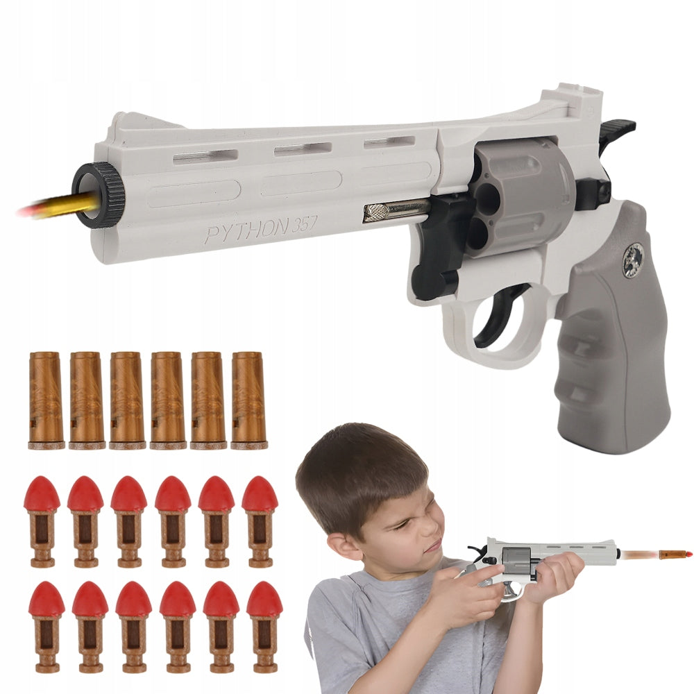 TOY REVOLVER GUN FOR SOFT BULLET CARTRIDGES SILVER FOR CHILDREN
